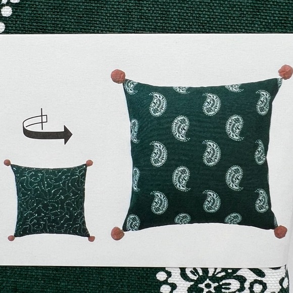 IKEA AROMATISK Green Leaf & Paisley Pillow Cover 20" x 20" - Picture 2 of 3